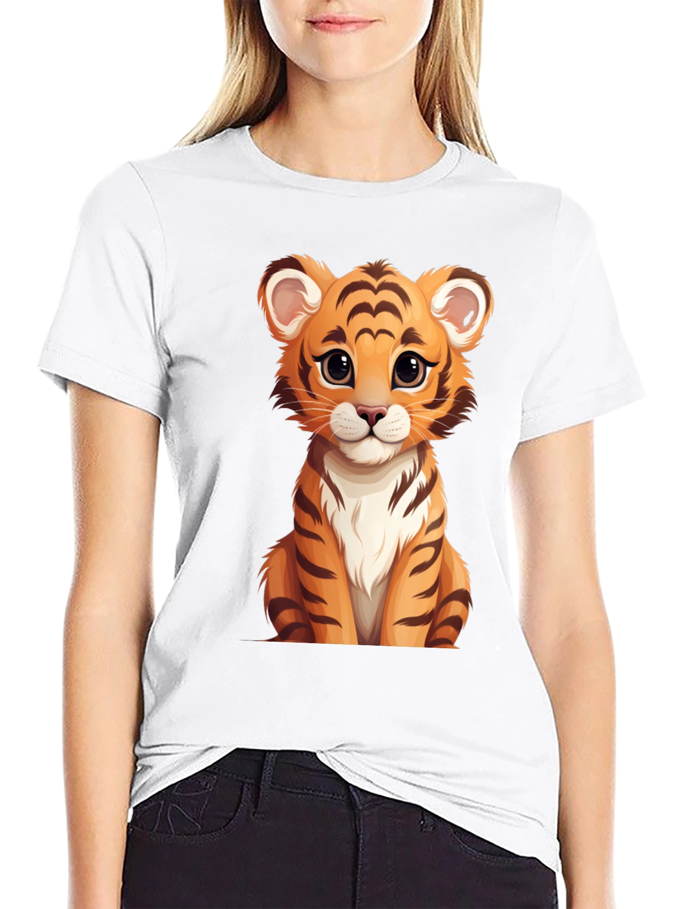 Cute Cartoon Tiger Graphic T-Shirt