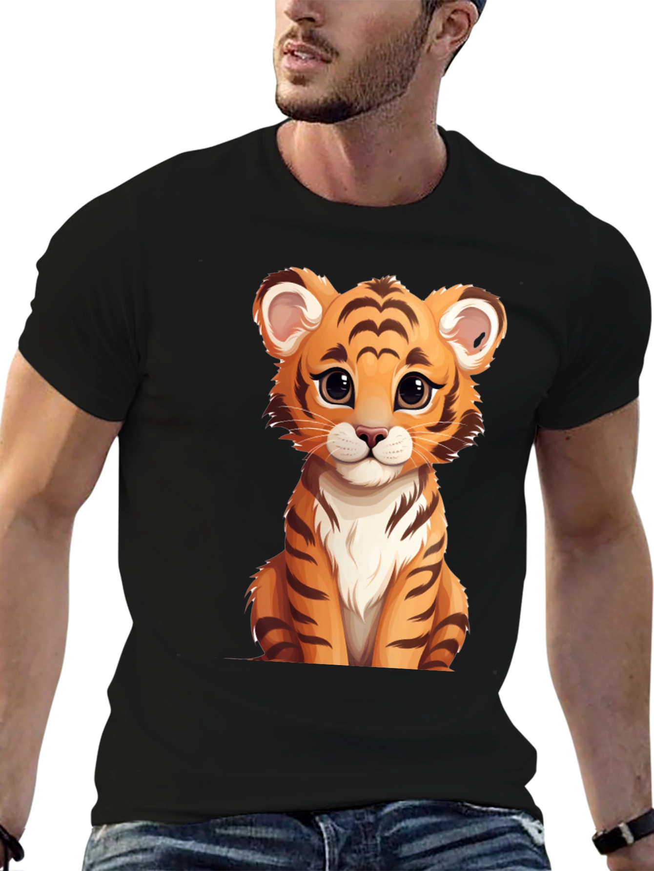 Cute Cartoon Tiger Graphic T-Shirt