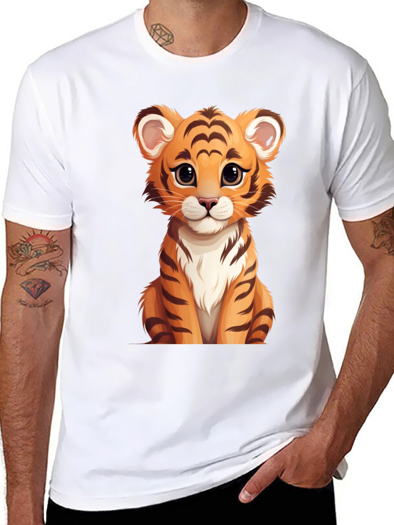Cute Cartoon Tiger Graphic T-Shirt