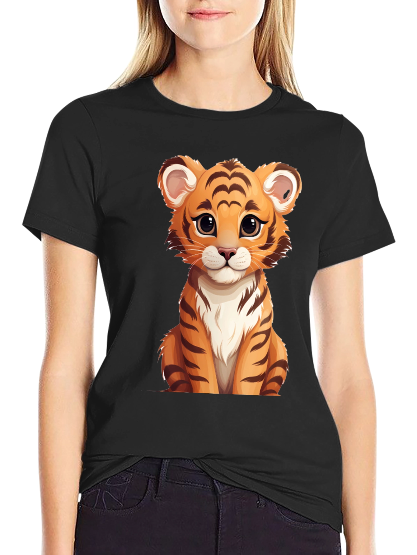 Cute Cartoon Tiger Graphic T-Shirt