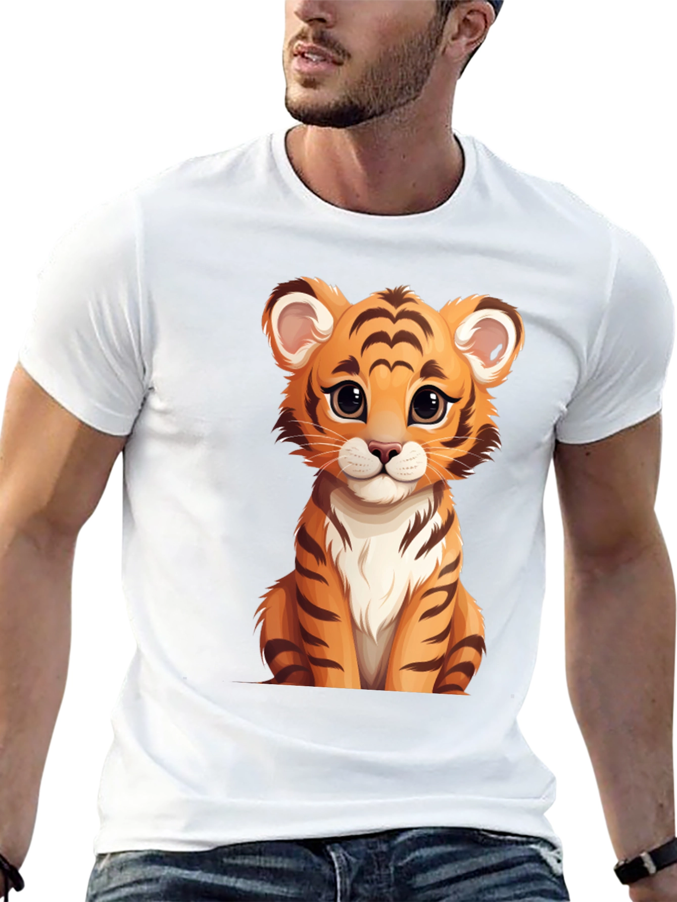 Cute Cartoon Tiger Graphic T-Shirt