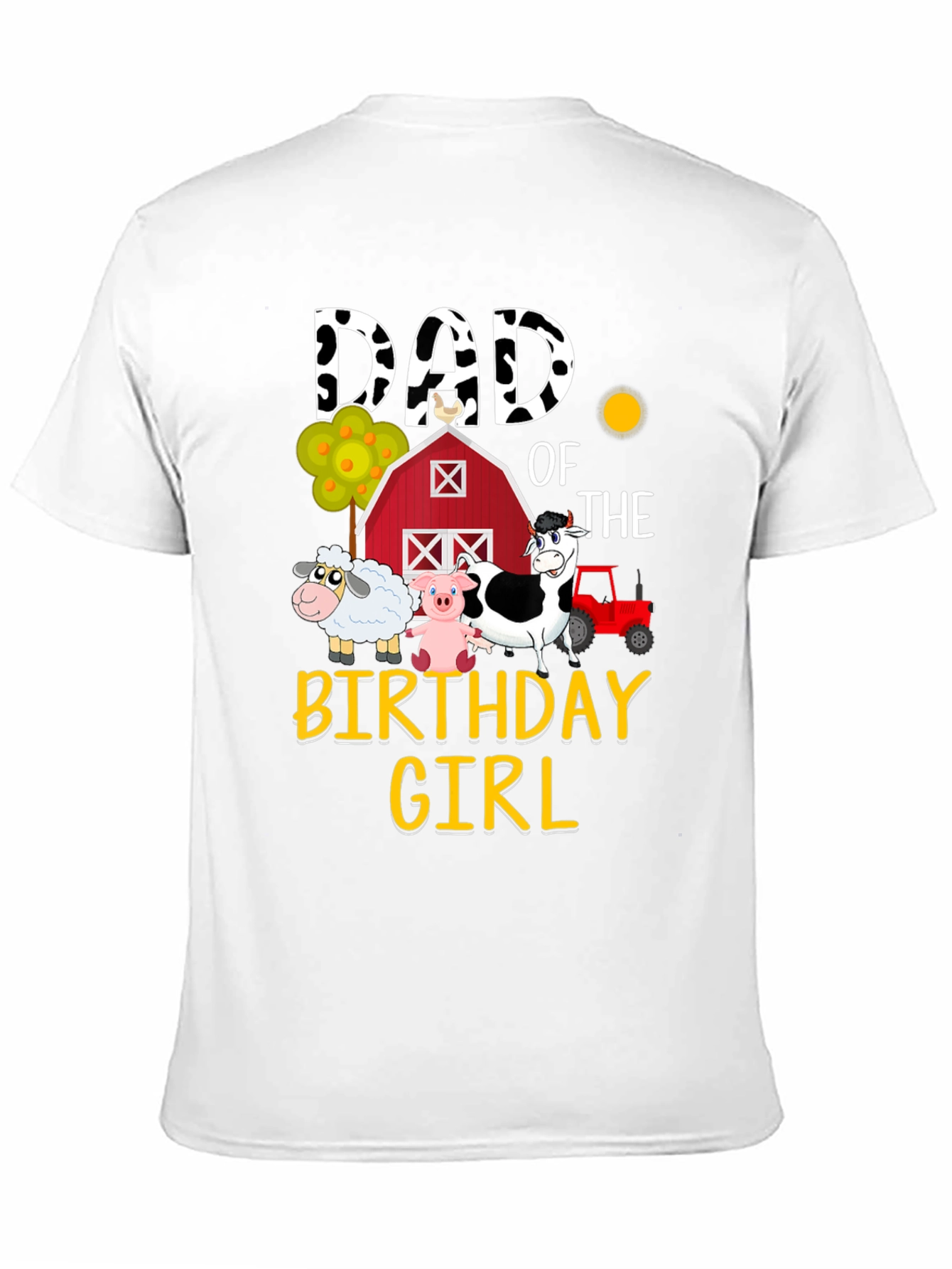 Dad Birthday Girl Farm Animals Graphic T-Shirt