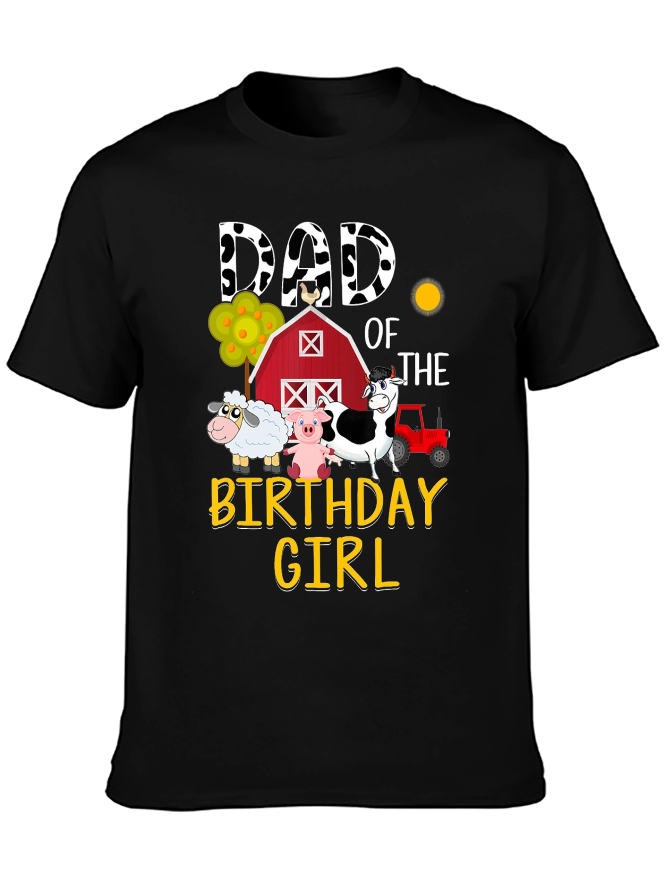 Dad Birthday Girl Farm Animals Graphic T-Shirt