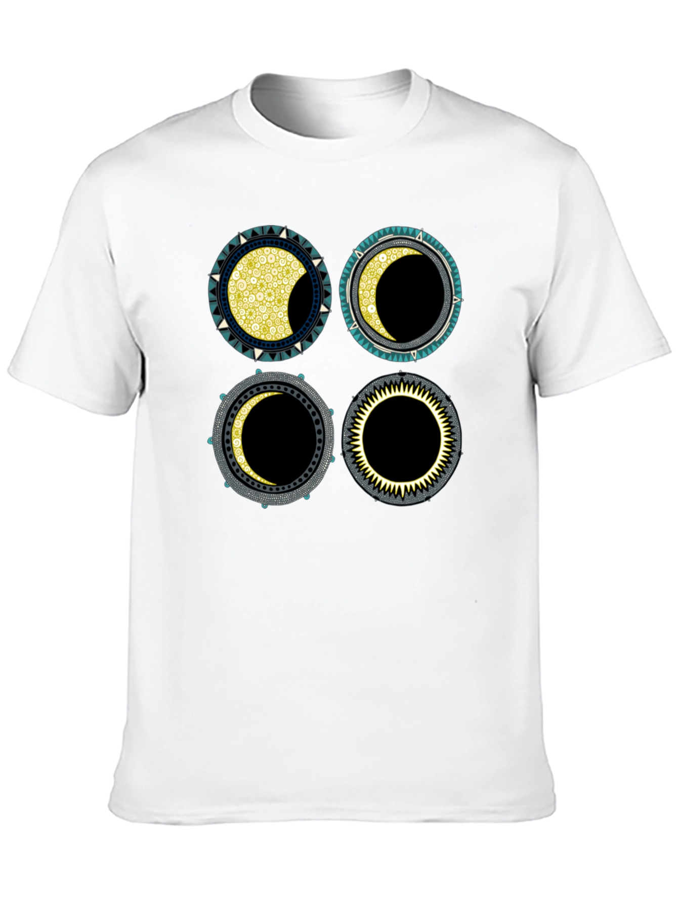 Lunar Phases Graphic T-Shirt - Black