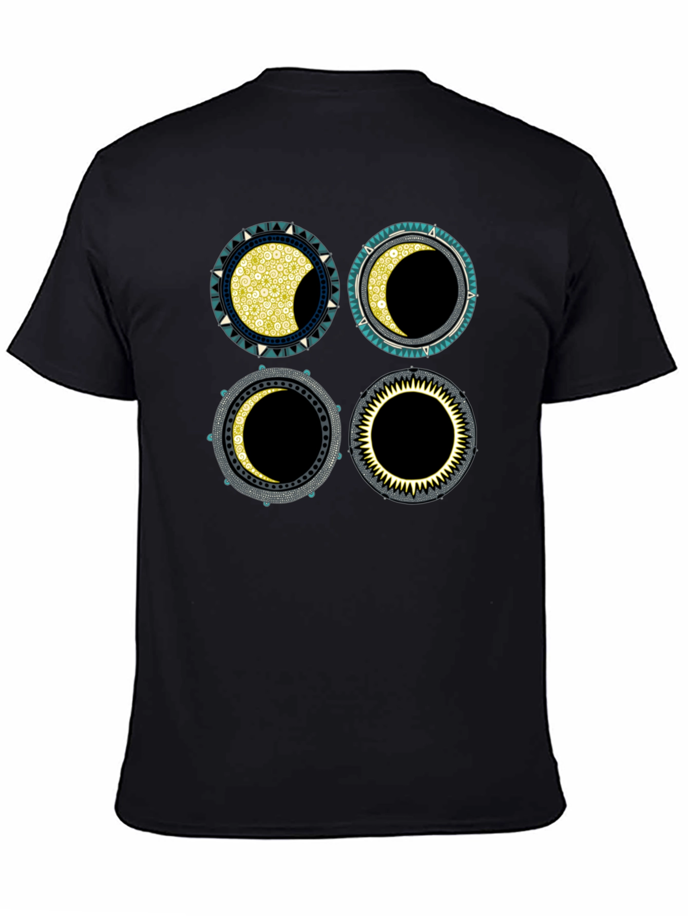 Lunar Phases Graphic T-Shirt - Black