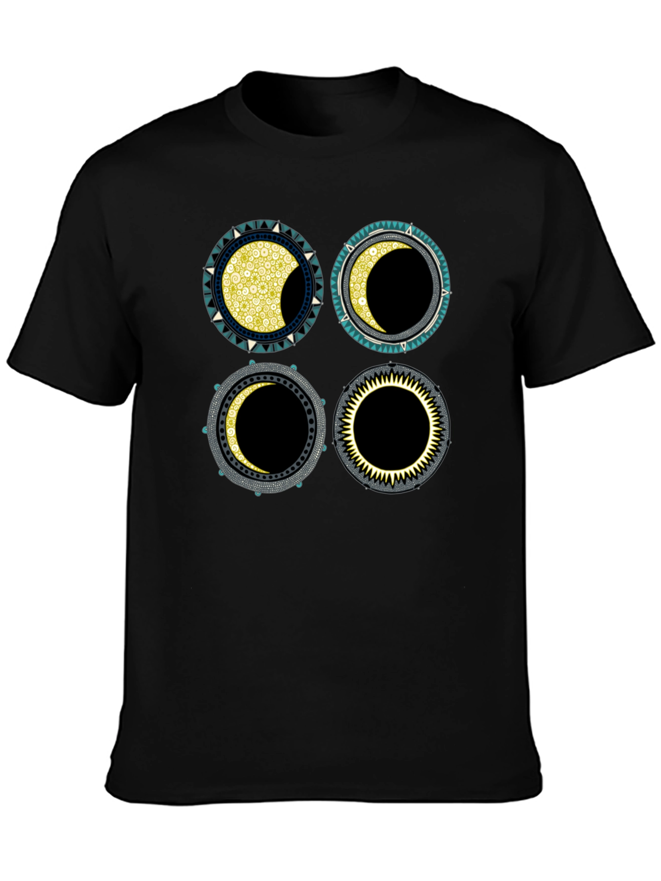 Lunar Phases Graphic T-Shirt - Black