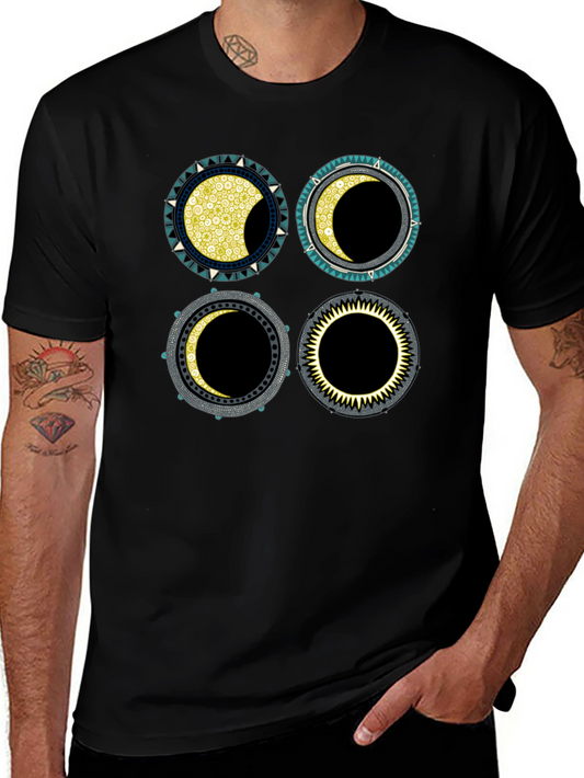 Lunar Phases Graphic T-Shirt - Black