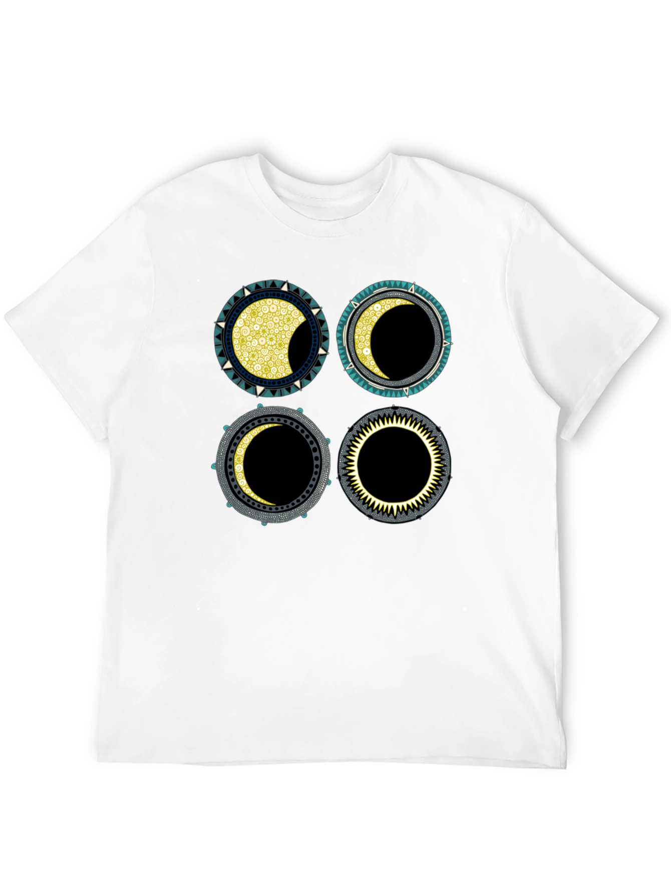 Lunar Phases Graphic T-Shirt - Black