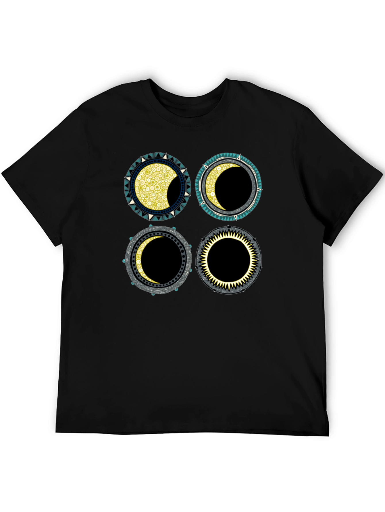 Lunar Phases Graphic T-Shirt - Black