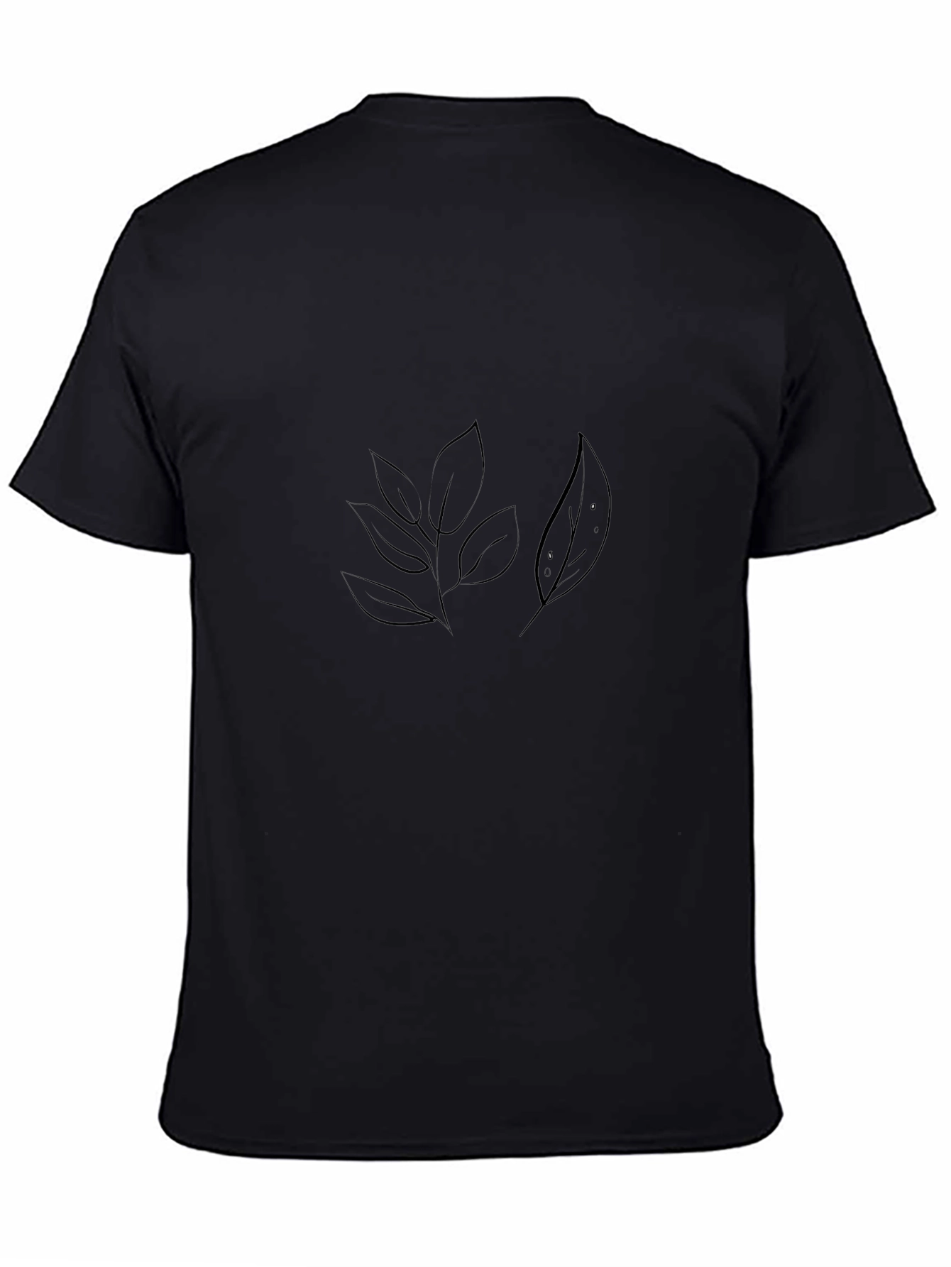 Mens Black Nature Leaf Graphic Tee