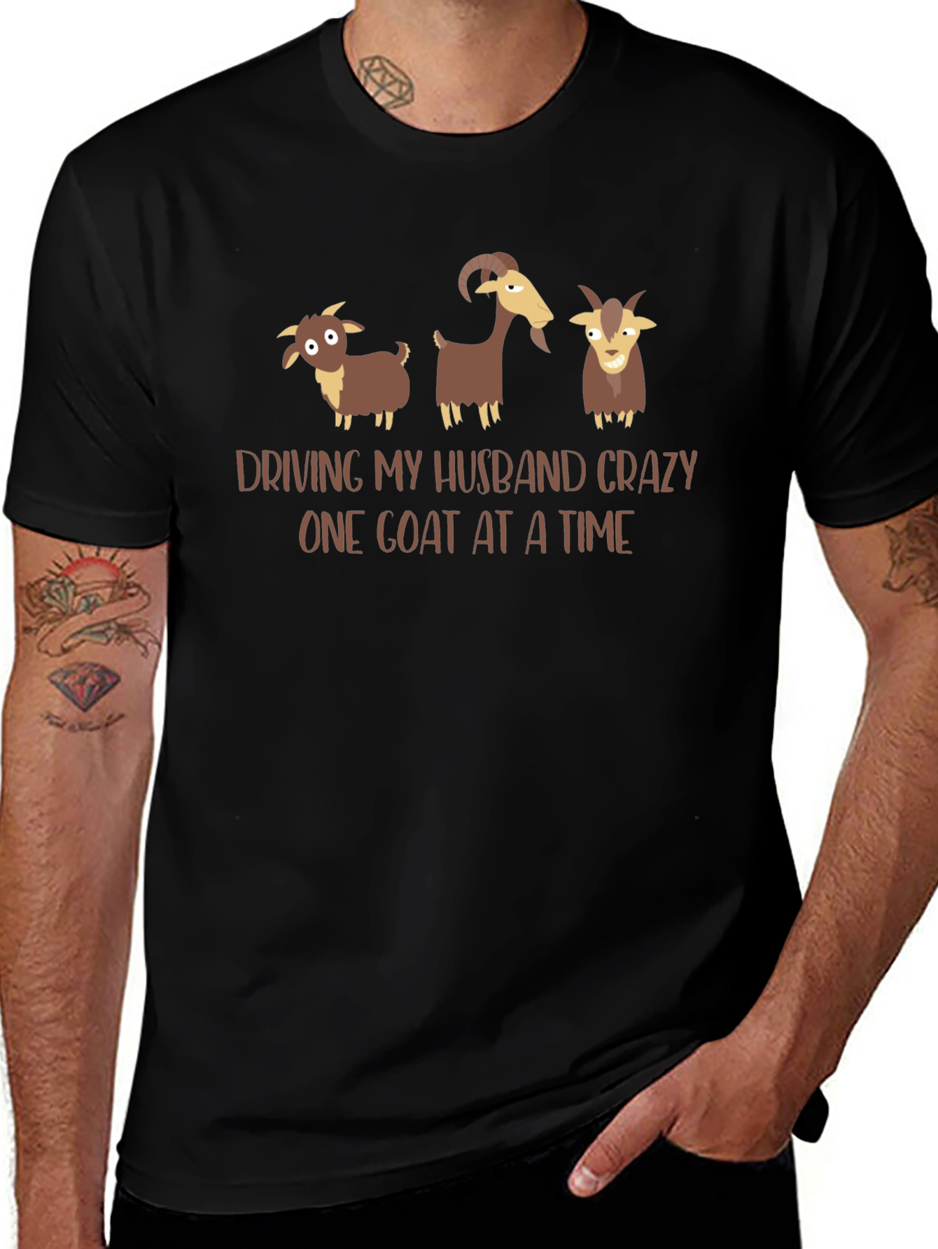 Driving My Husband Crazy Goat T-Shirt