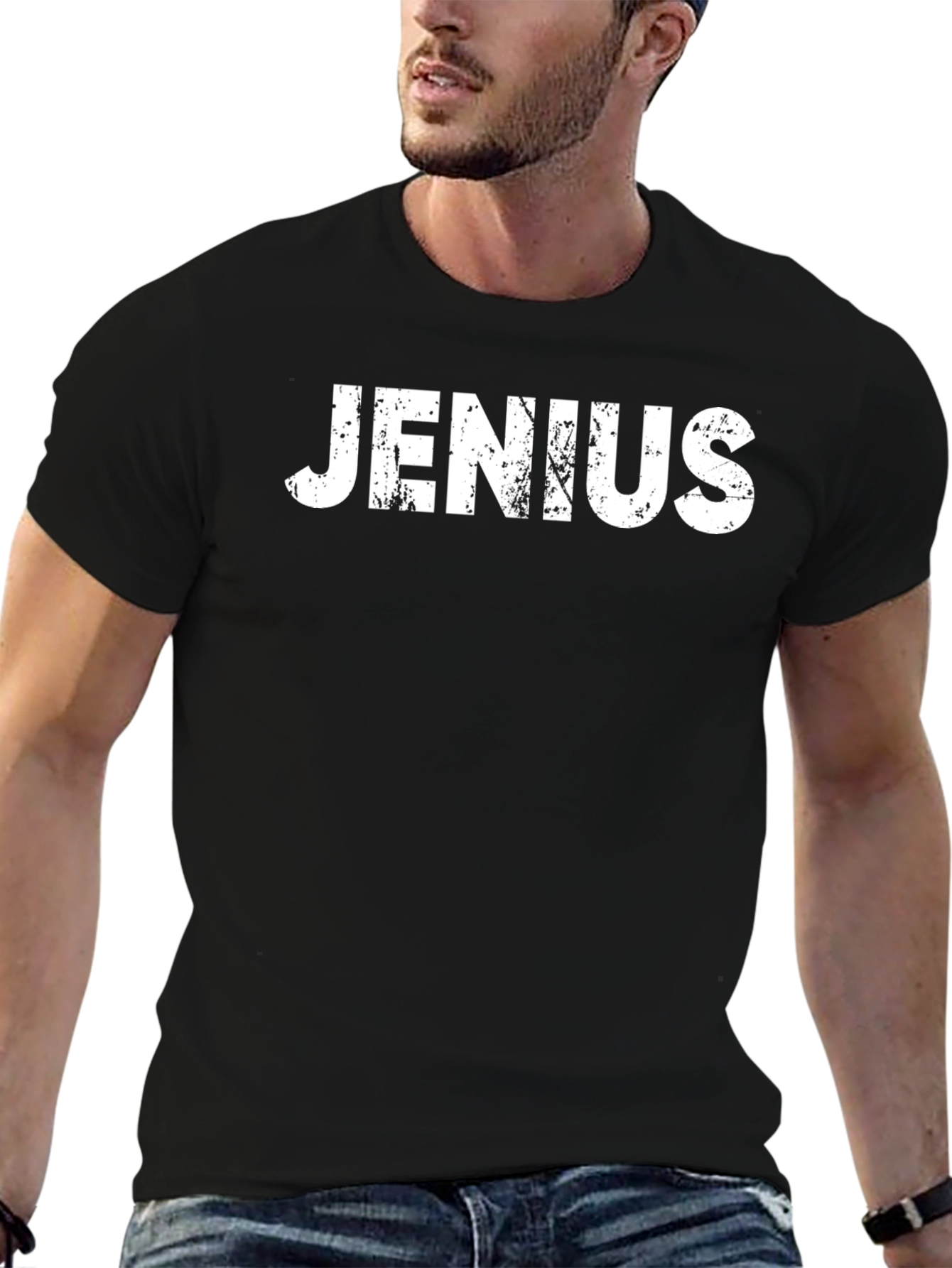 Jenius Graphic T-Shirt - Black Crew Neck Tee