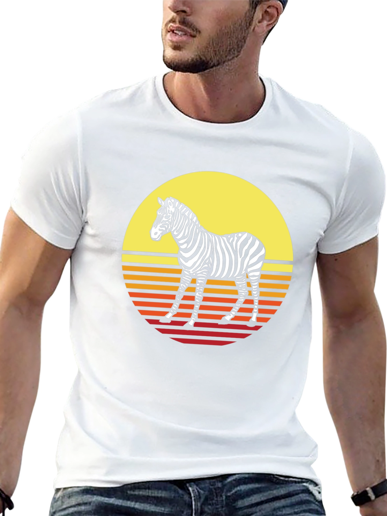 Retro Zebra Graphic Tee - Sunset Style