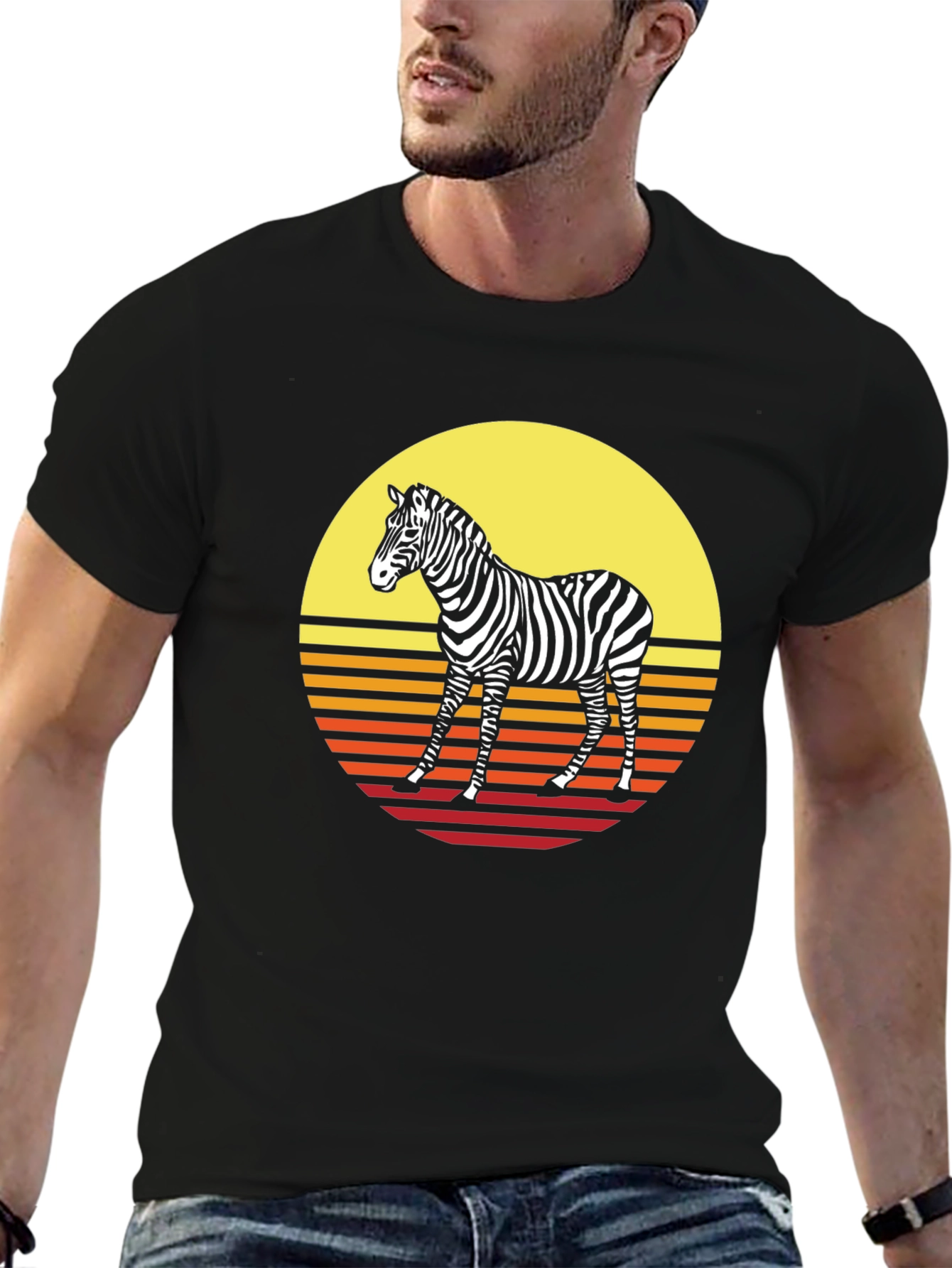 Retro Zebra Graphic Tee - Sunset Style