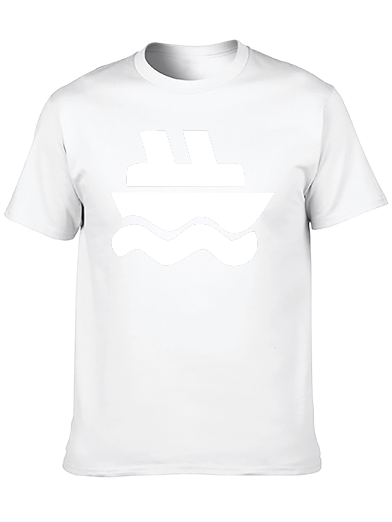 Black T-Shirt with White Boat Graphic