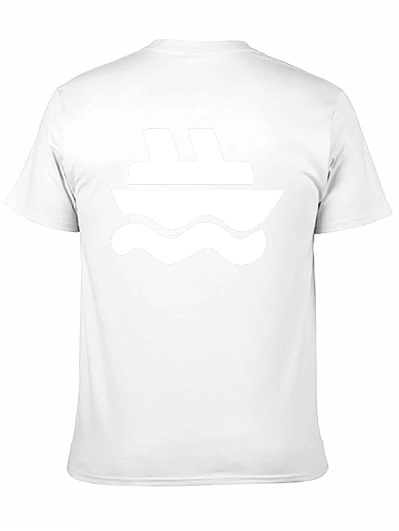 Black T-Shirt with White Boat Graphic