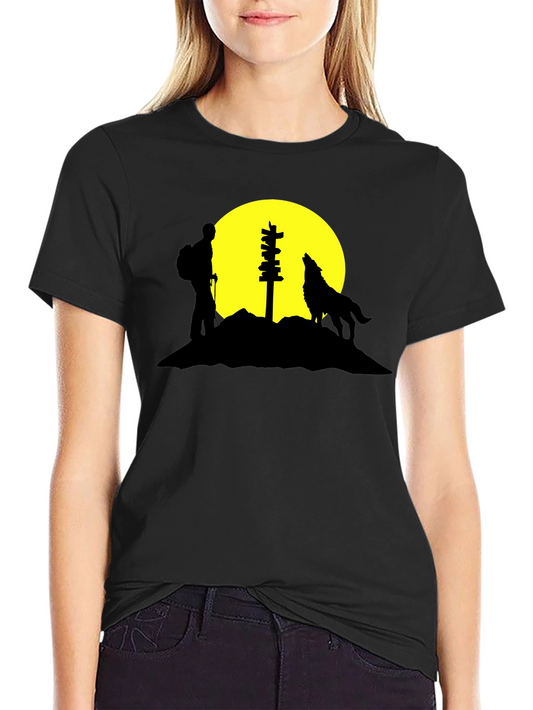 Hiker & Wolf Silhouette Graphic Tee