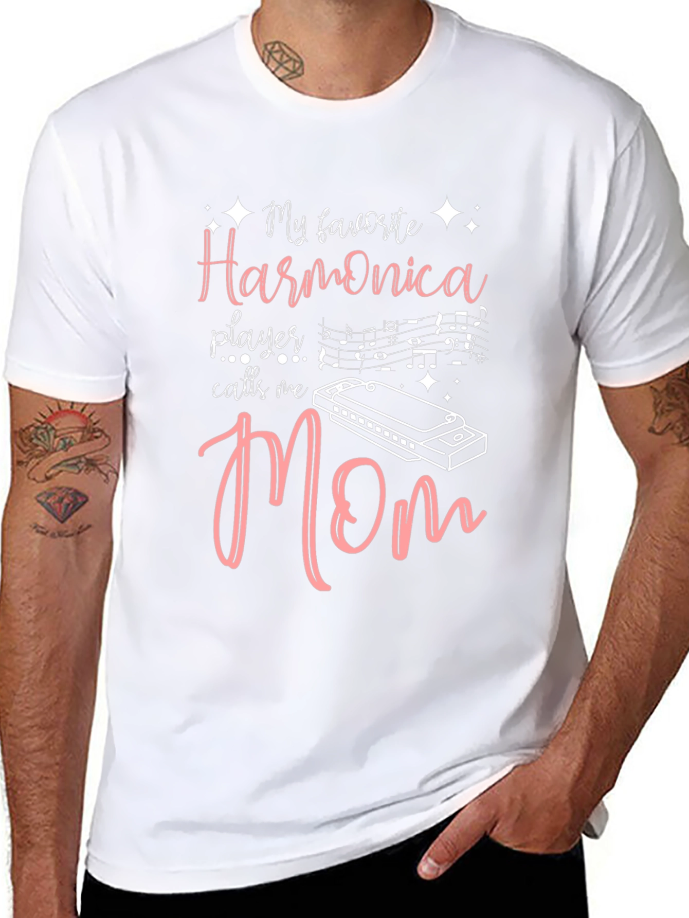Harmonica Player Mom Black T-Shirt - Music Lover Gift