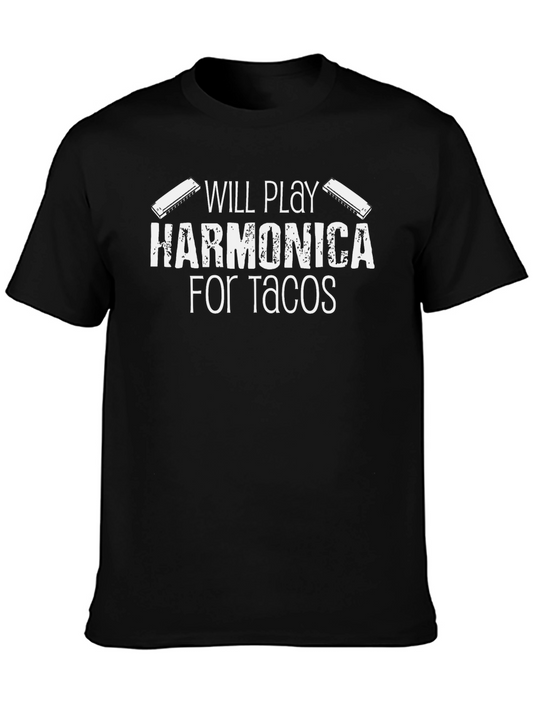 Harmonica for Tacos Black Graphic Tee
