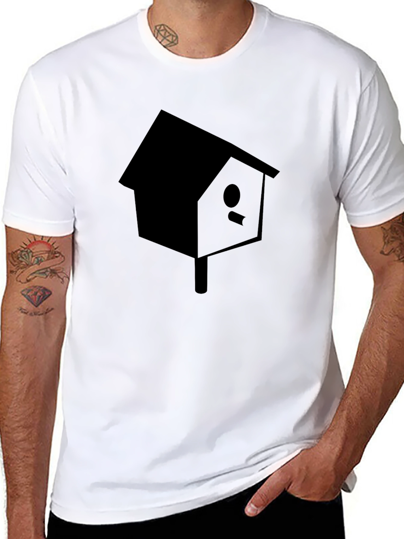 Birdhouse Graphic Tee - Black Cotton Casual T-Shirt