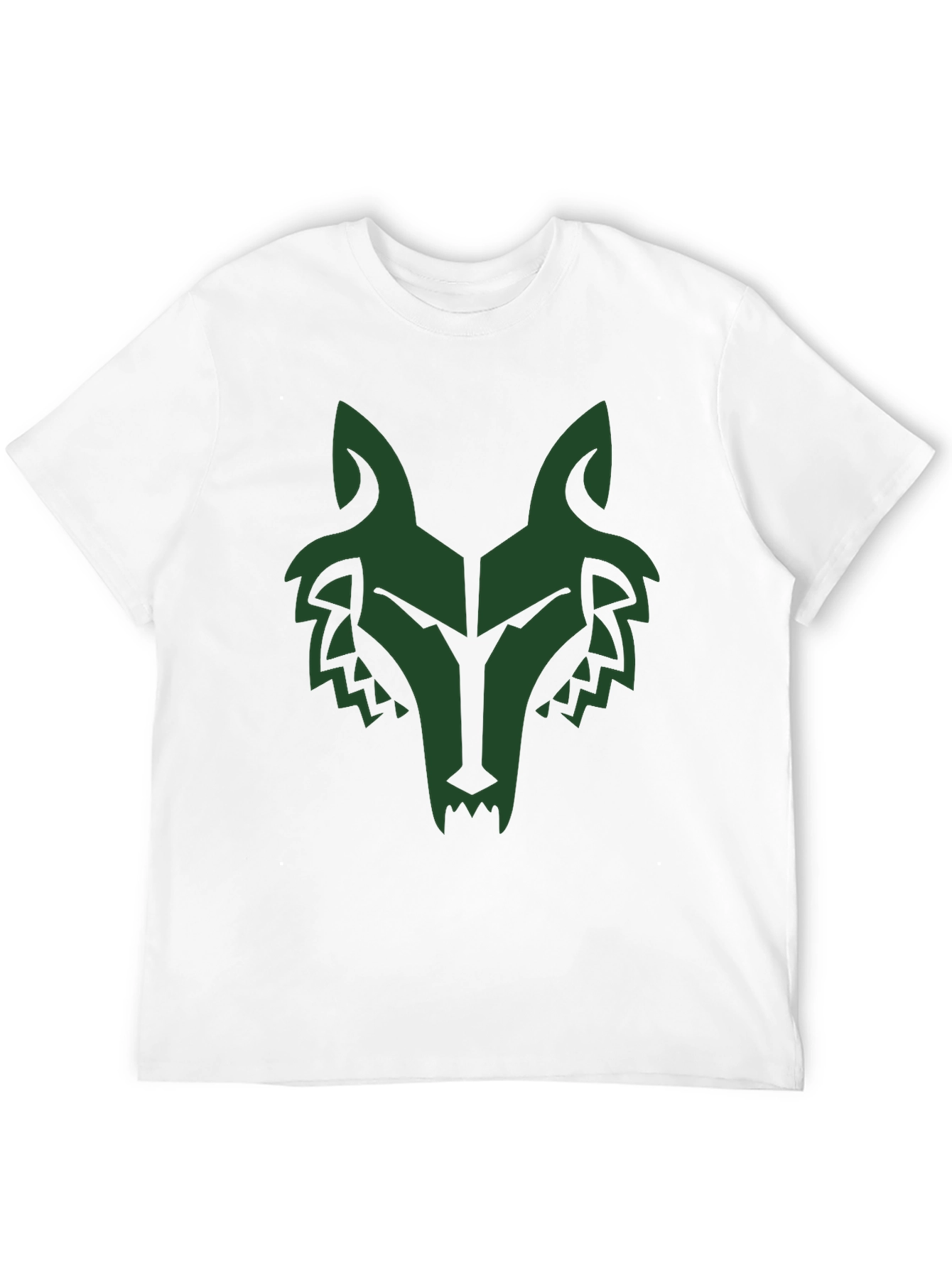 Mens Black T-Shirt with Green Wolf Graphic