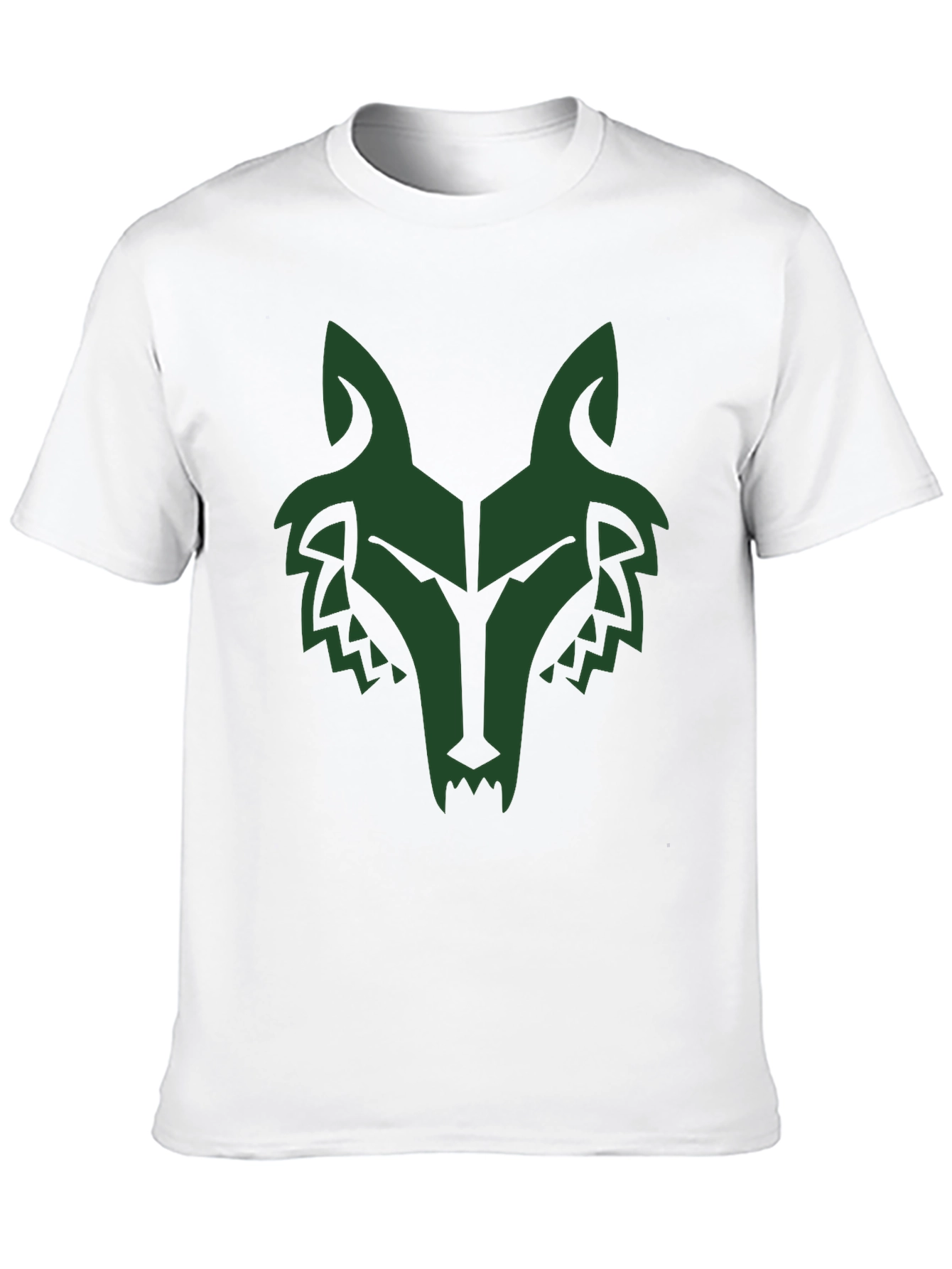 Mens Black T-Shirt with Green Wolf Graphic