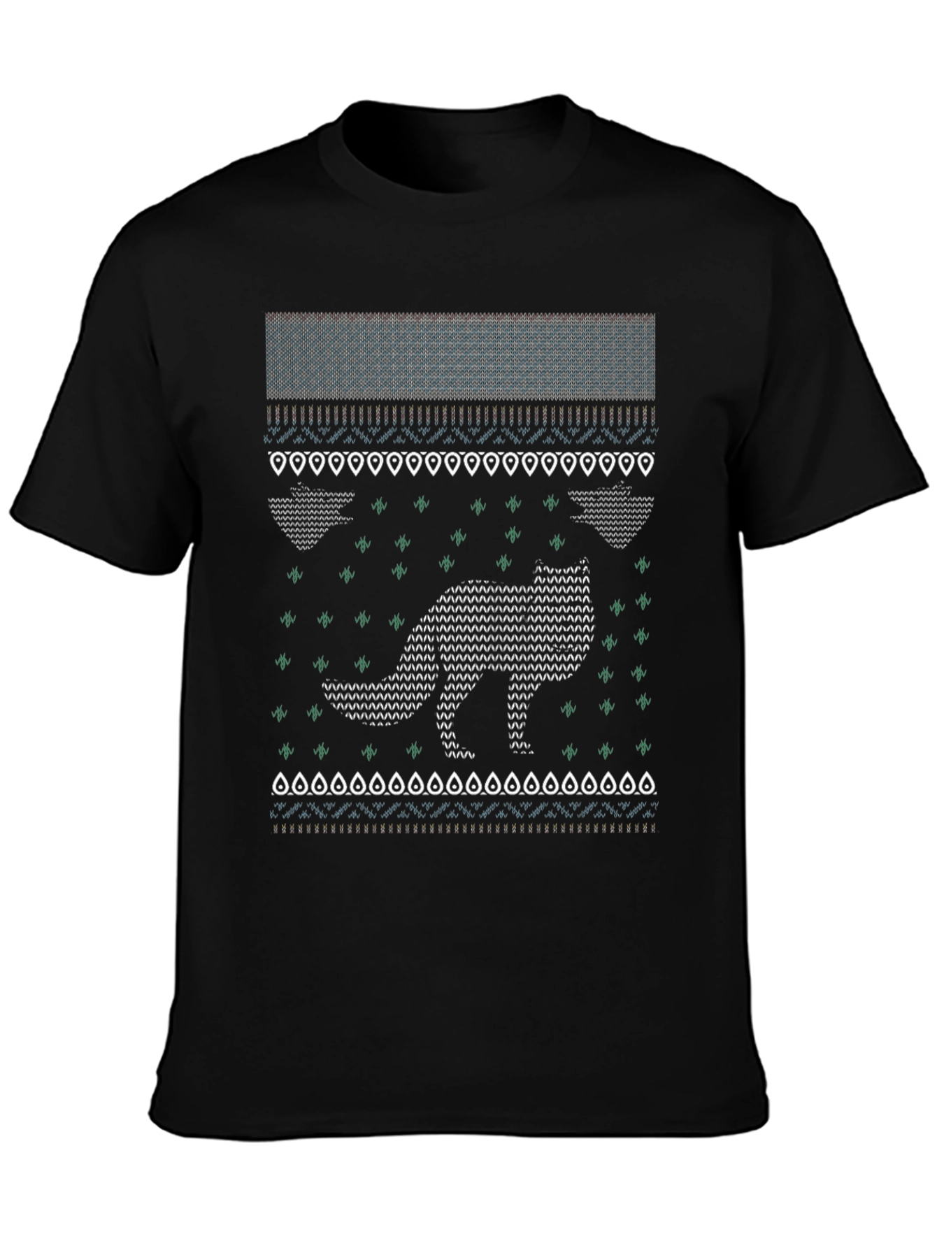 Festive Fox Knit Style T-Shirt