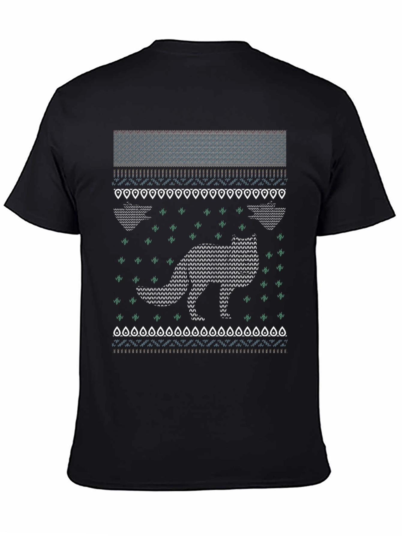 Festive Fox Knit Style T-Shirt