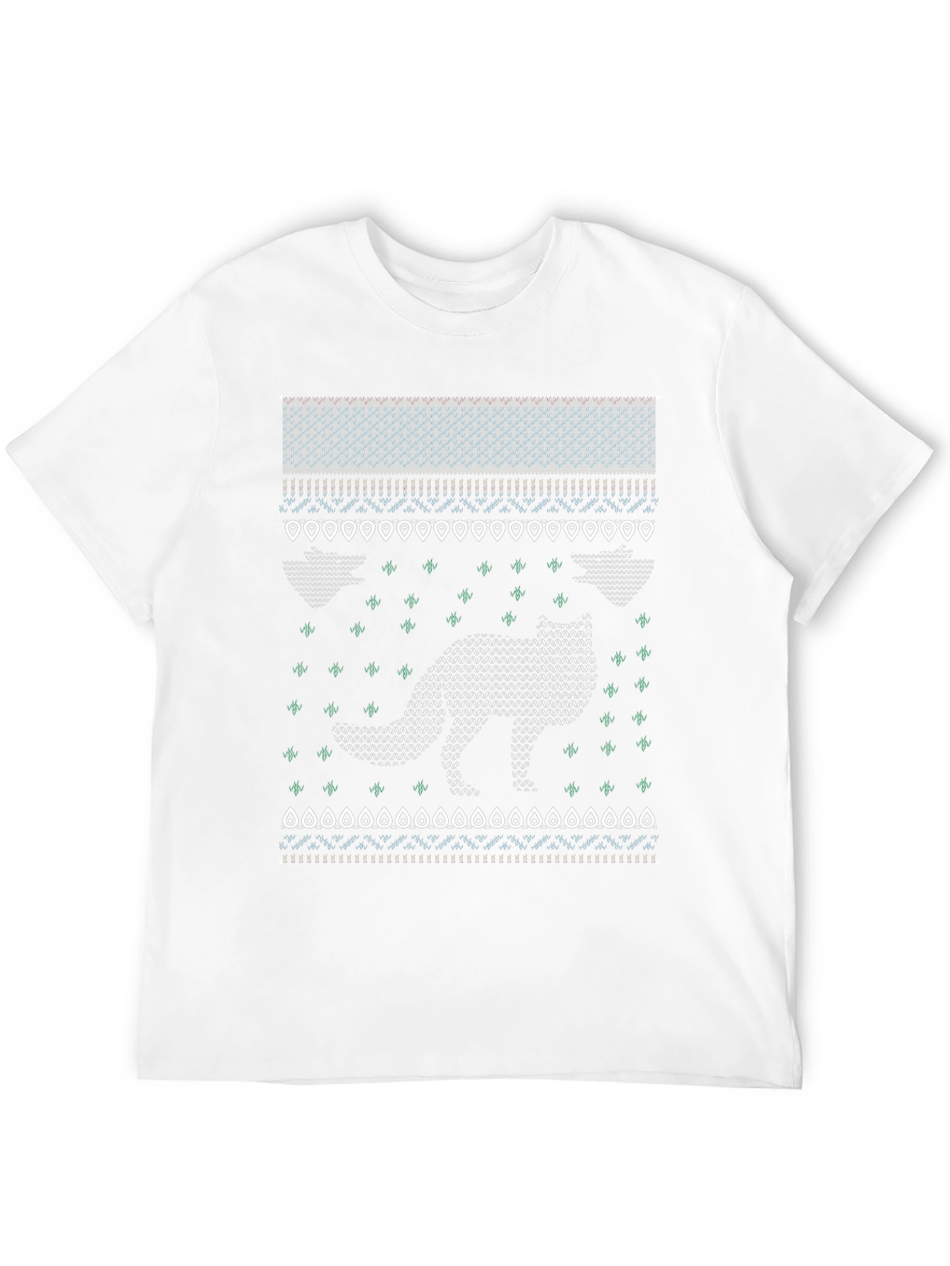 Festive Fox Knit Style T-Shirt