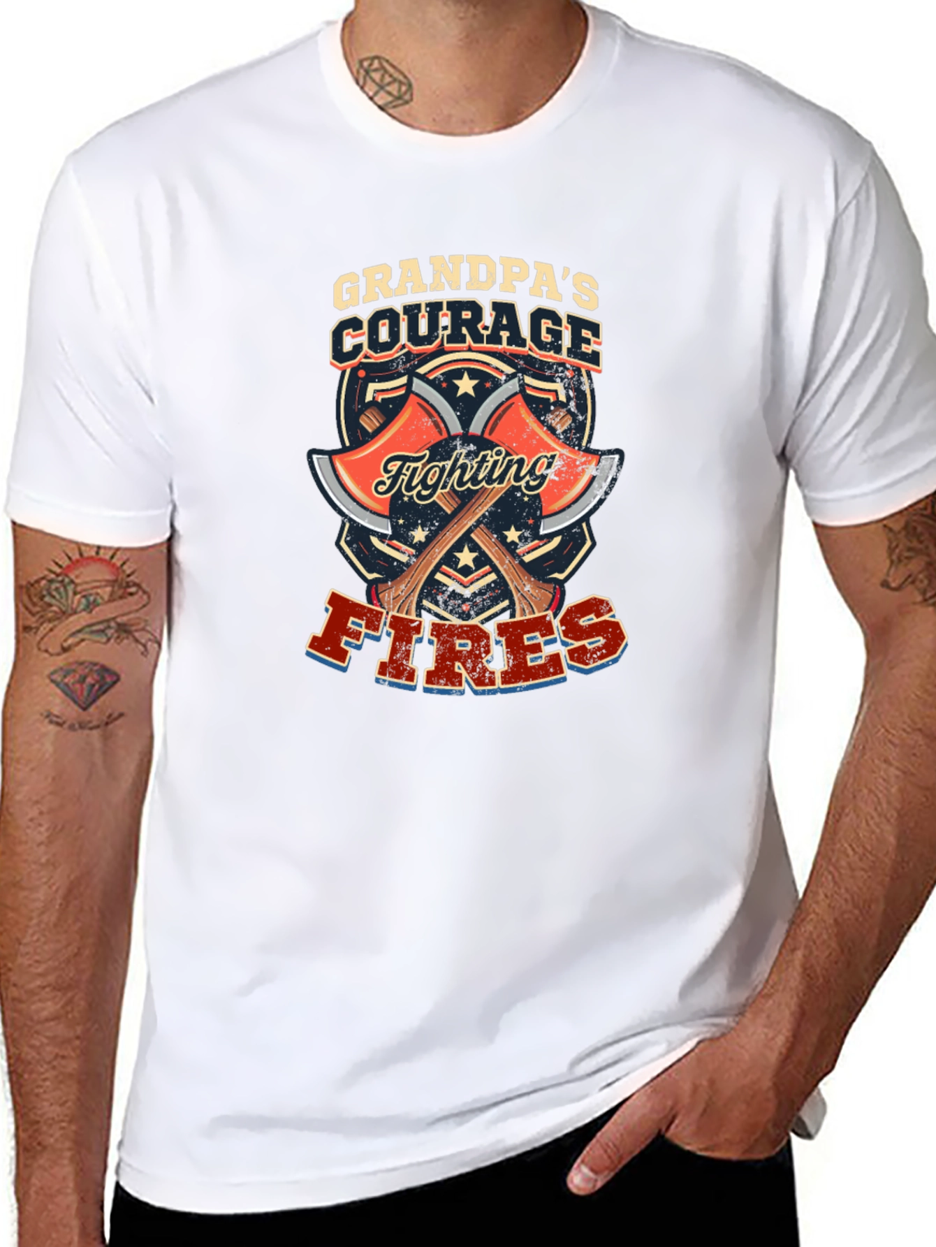 Grandpas Courage Firefighter Graphic T-Shirt