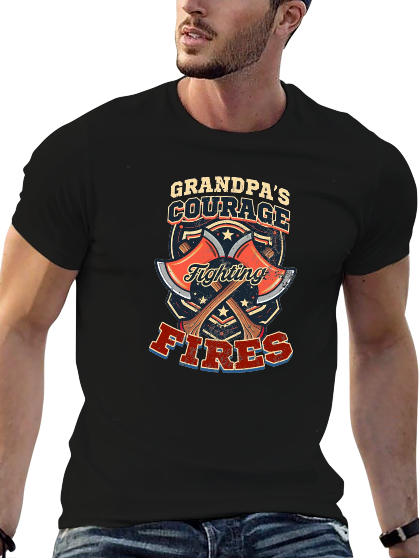 Grandpas Courage Firefighter Graphic T-Shirt