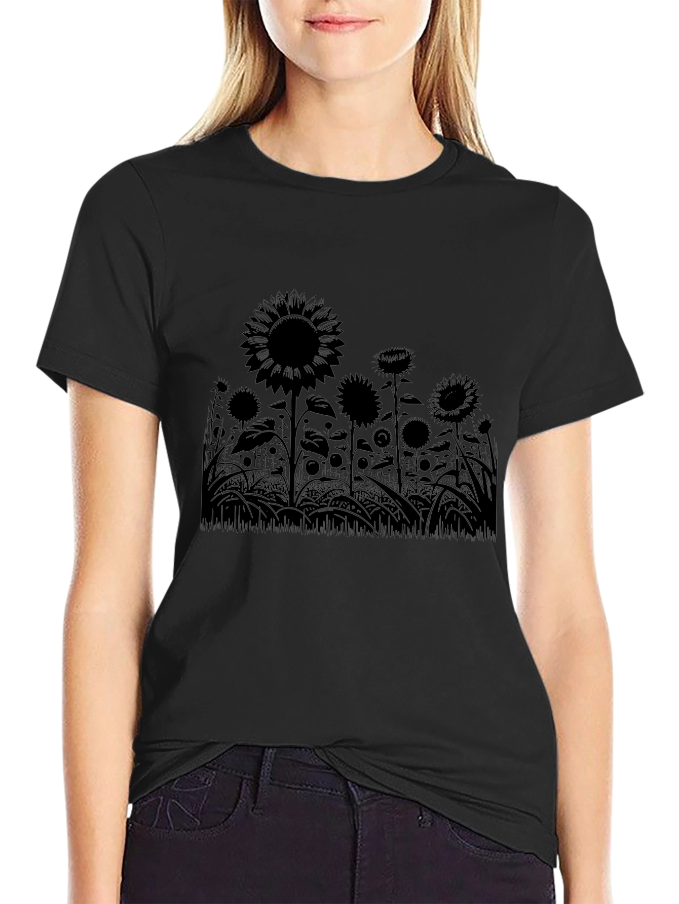 Sunflower Field Graphic Tee - Black