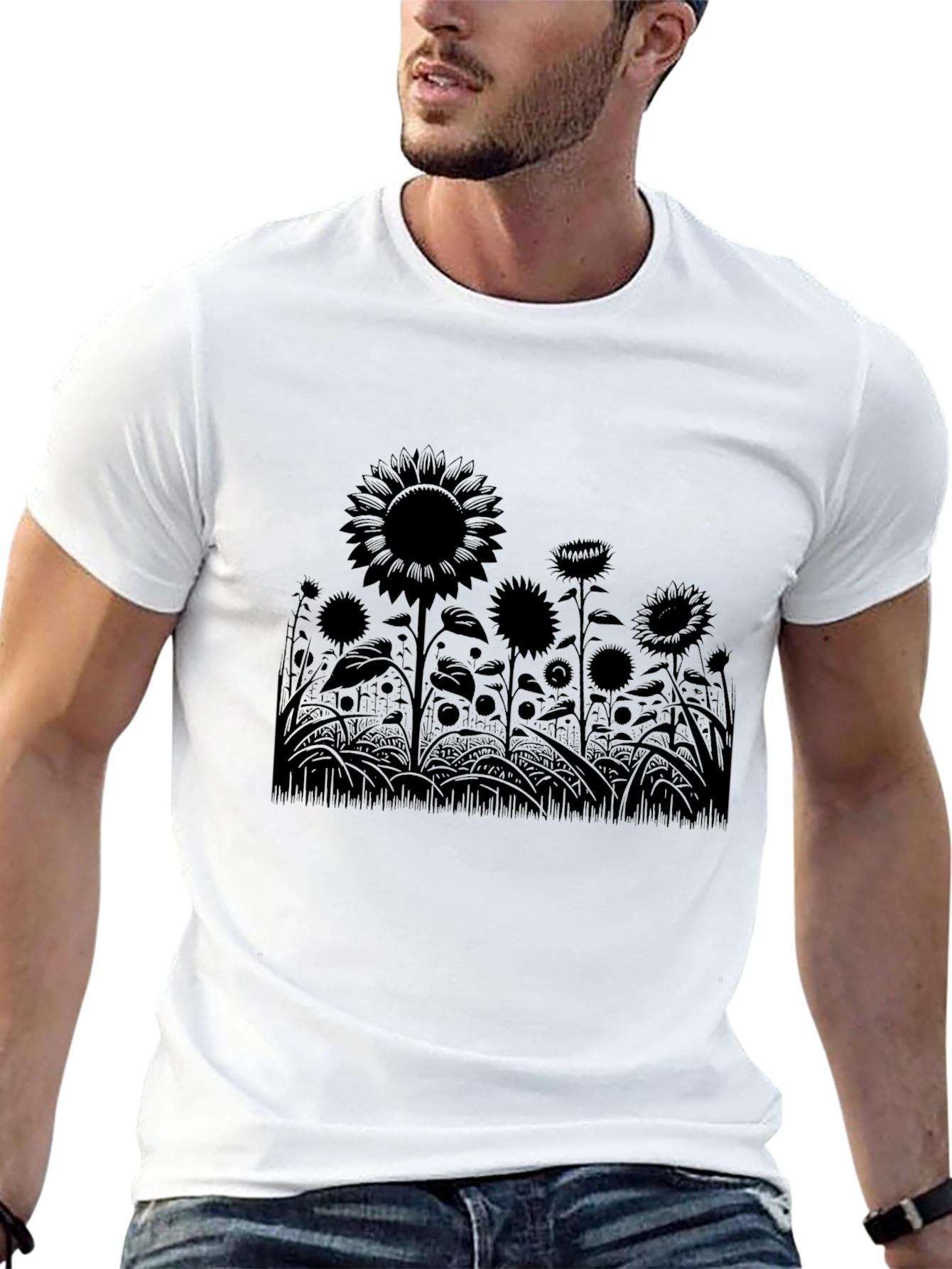 Sunflower Field Graphic Tee - Black