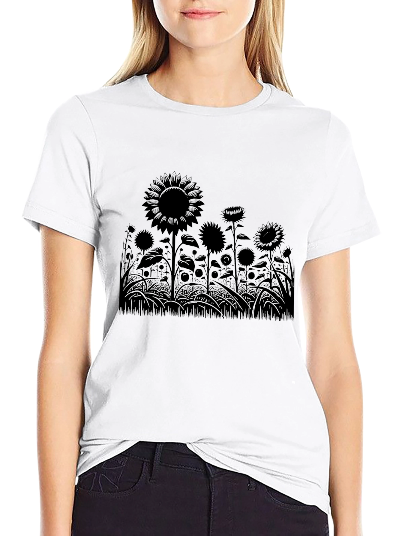 Sunflower Field Graphic Tee - Black