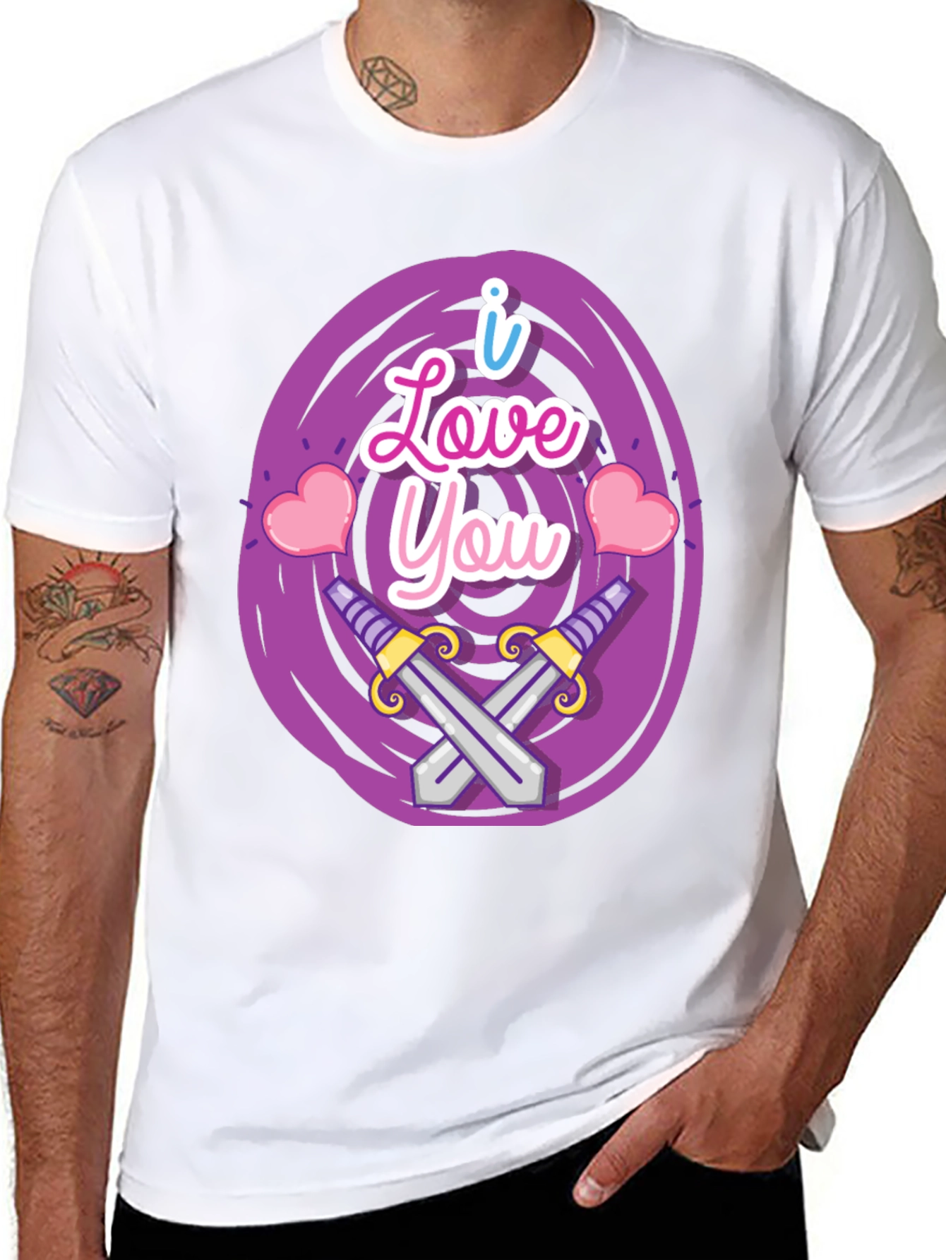 I Love You Swords Heart Graphic T-Shirt