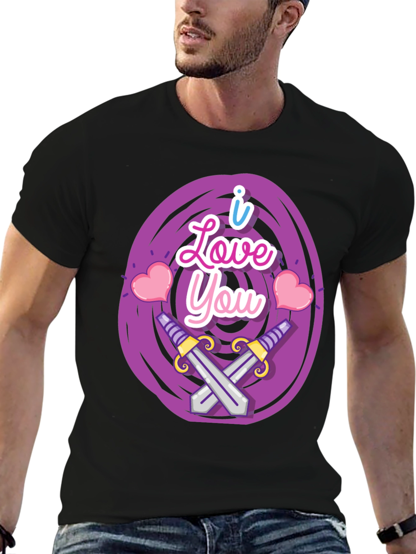 I Love You Swords Heart Graphic T-Shirt