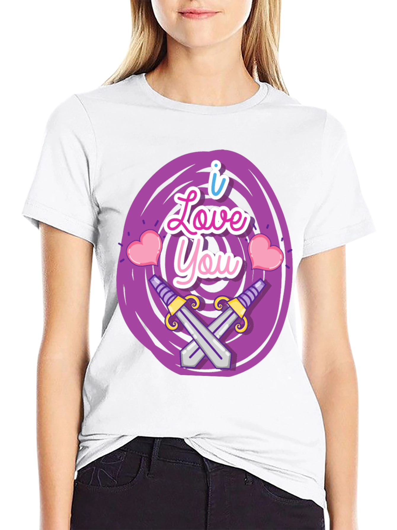 I Love You Swords Heart Graphic T-Shirt