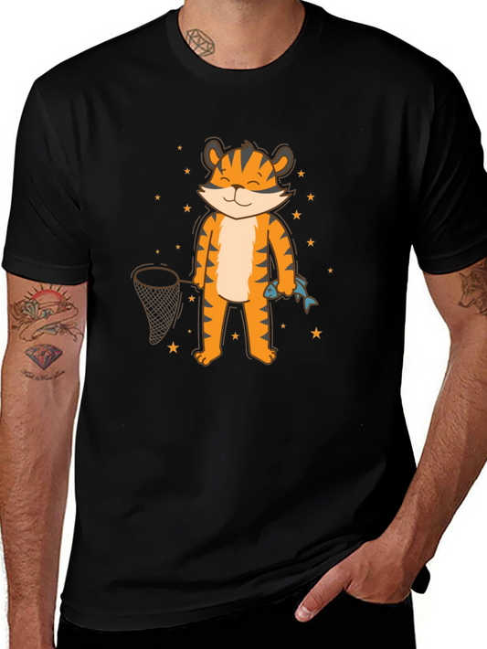 Cartoon Tiger Fishing T-Shirt