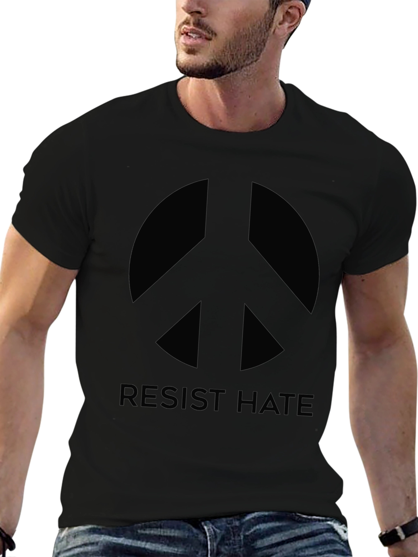 Resist Hate Peace Sign Graphic T-Shirt