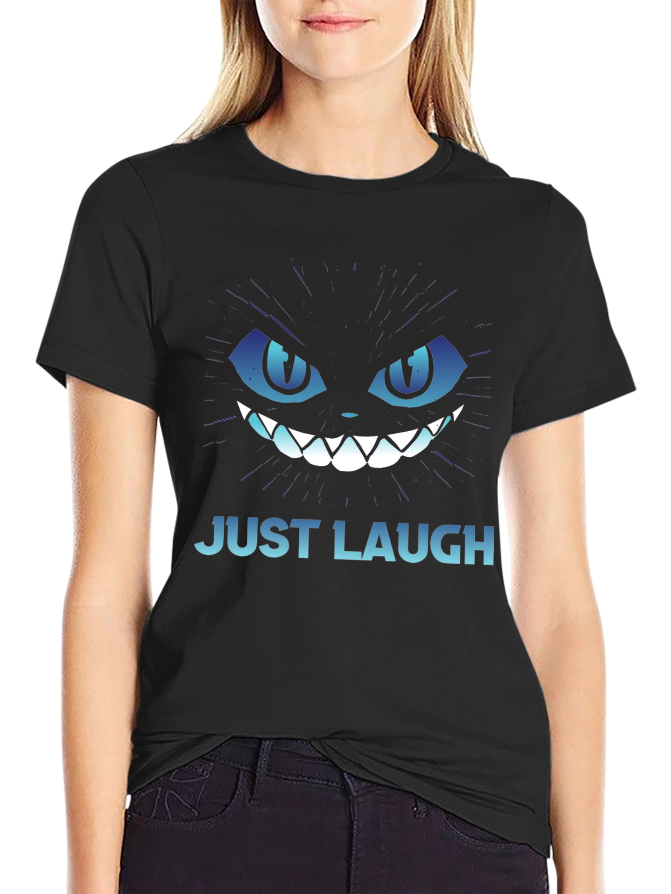 Just Laugh Cat Graphic Tee - Mens Black T-Shirt