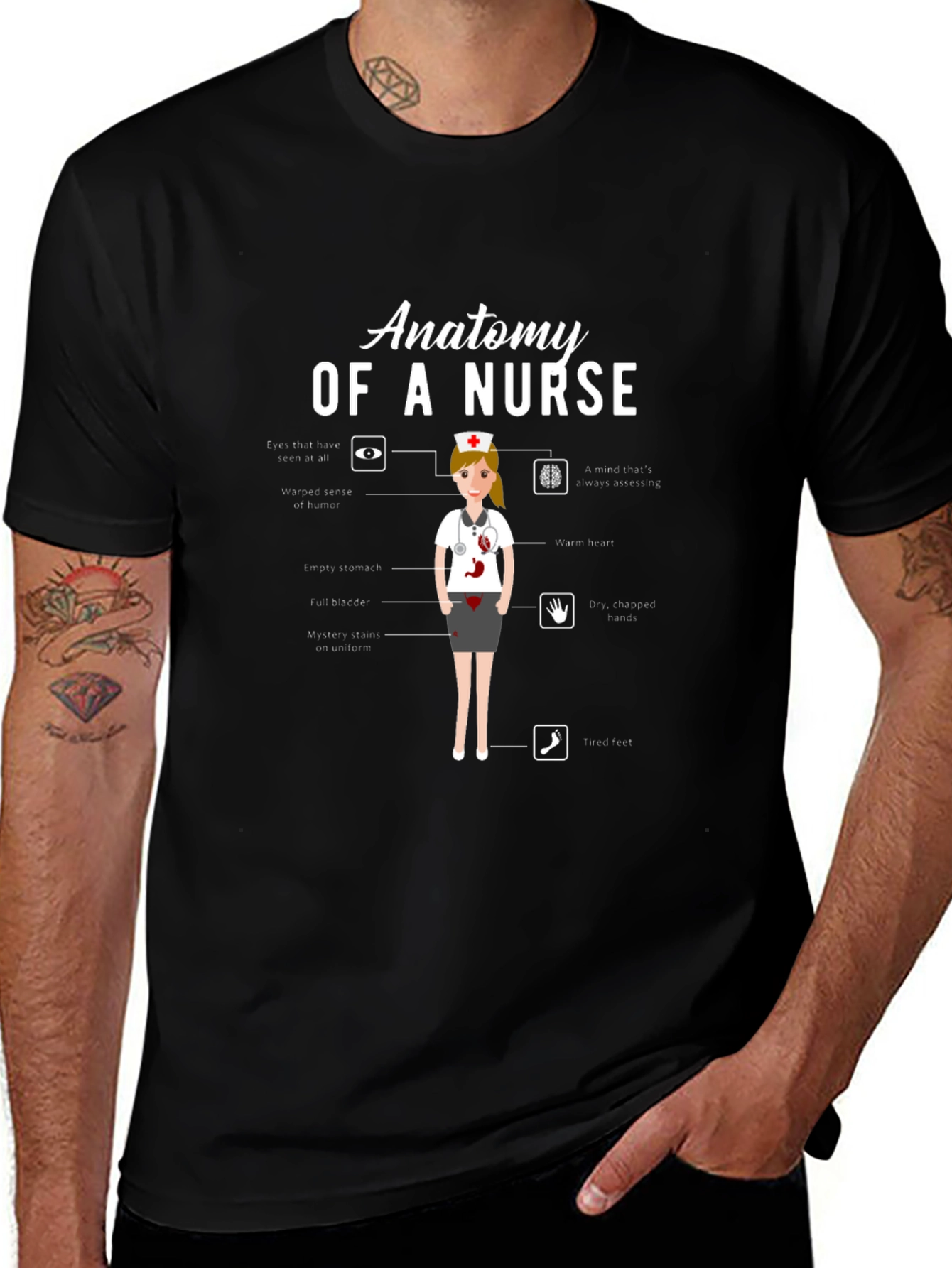 Anatomy of a Nurse T-Shirt Funny Nursing Gift