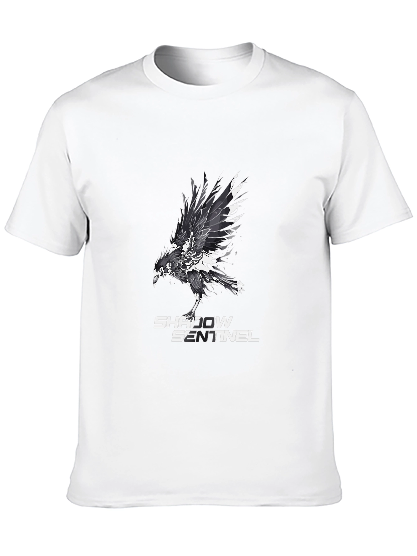 Shadow Sentinel Graphic Tee - Black Cotton T-Shirt