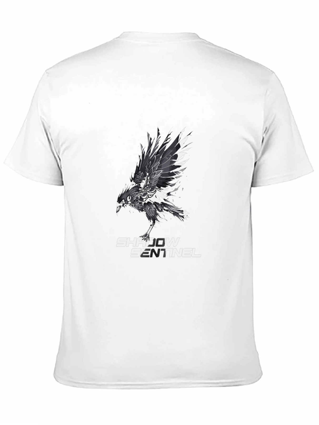 Shadow Sentinel Graphic Tee - Black Cotton T-Shirt