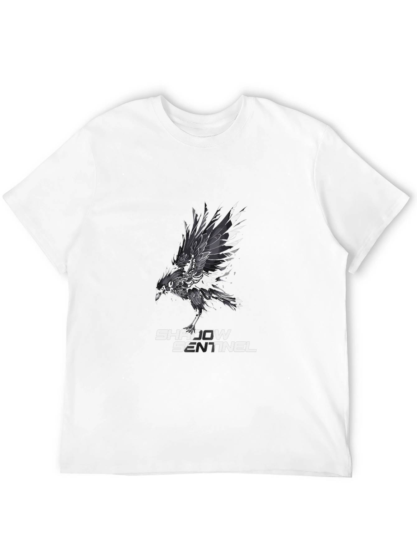 Shadow Sentinel Graphic Tee - Black Cotton T-Shirt