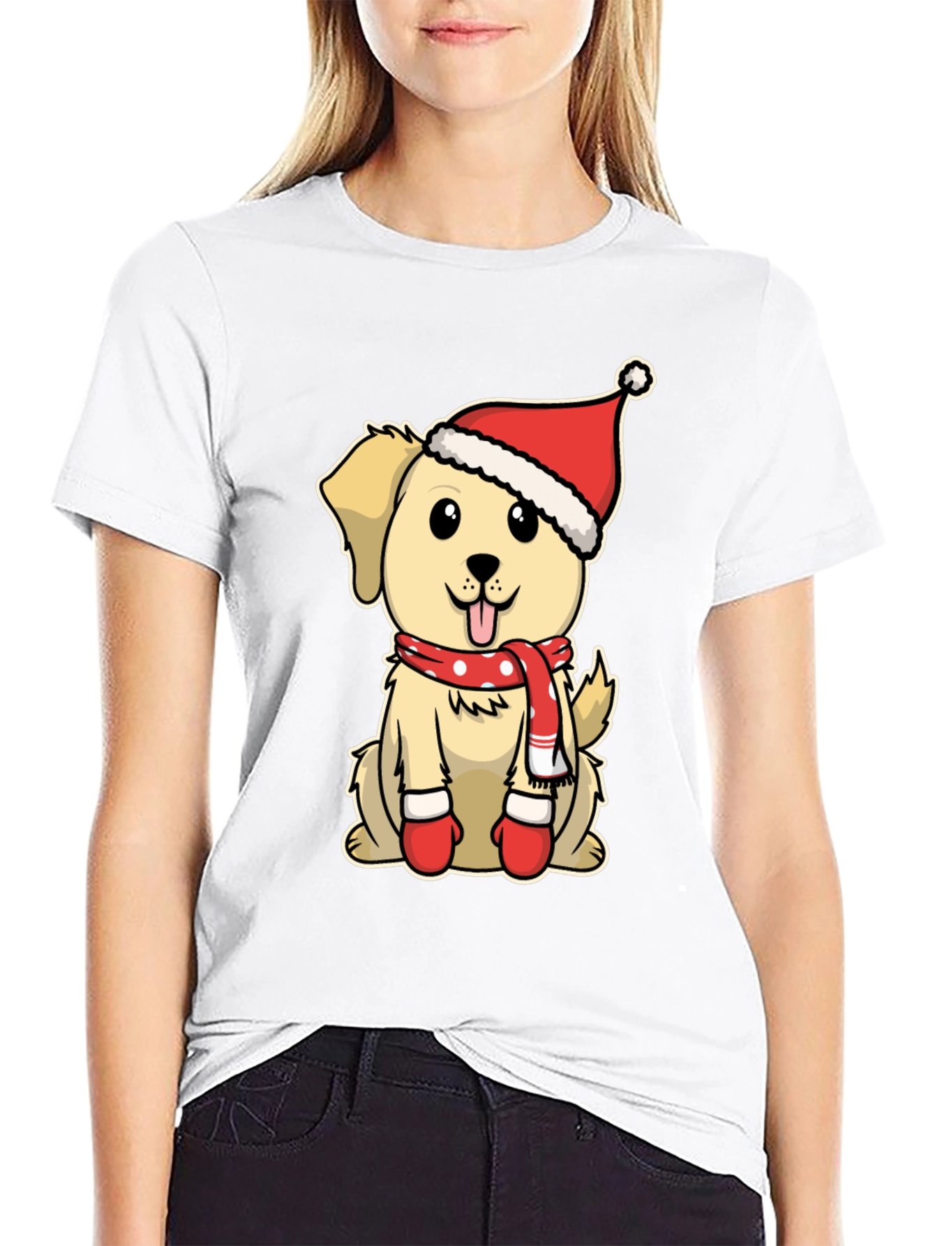 Festive Dog T-Shirt: Cute Puppy in Santa Hat