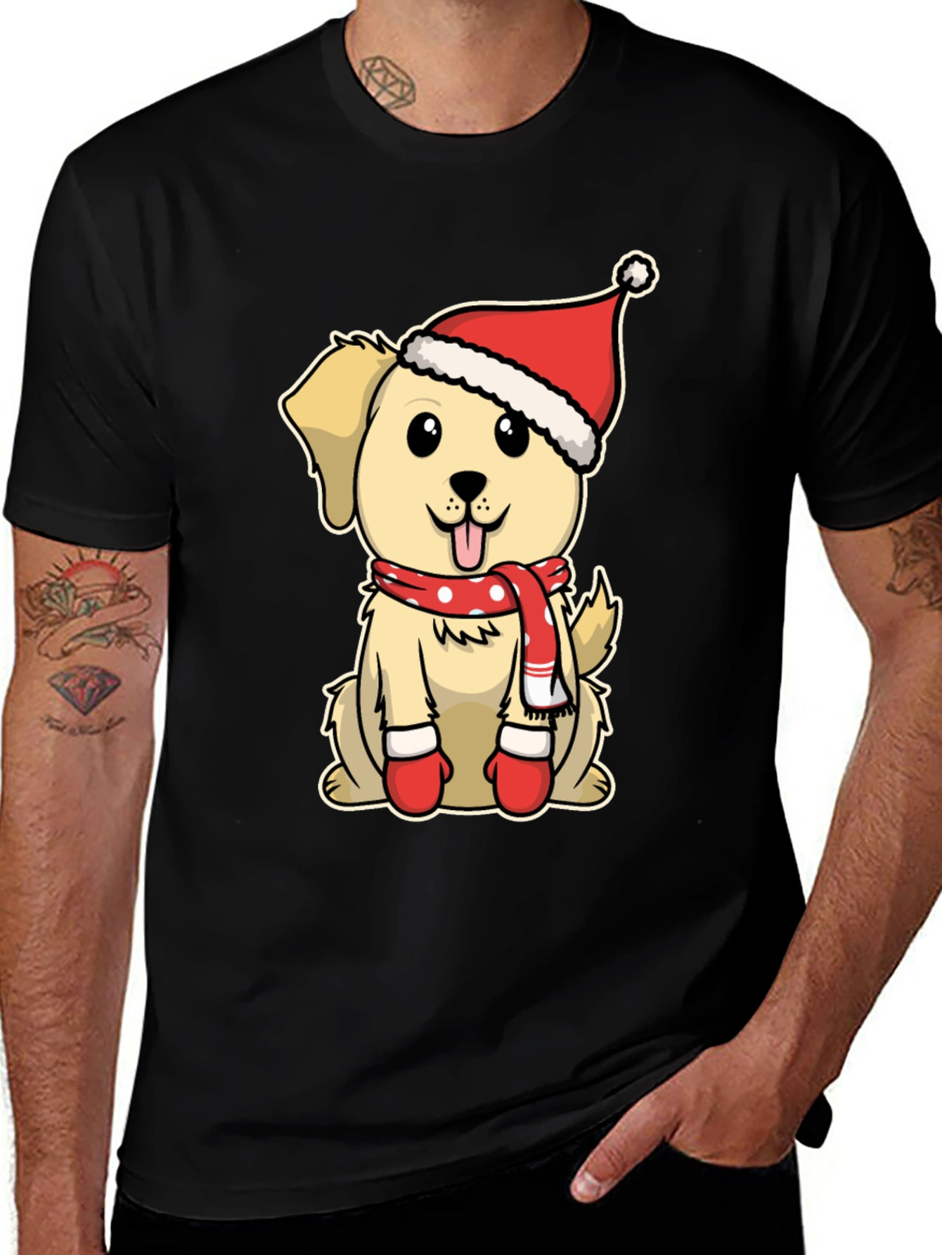 Festive Dog T-Shirt: Cute Puppy in Santa Hat