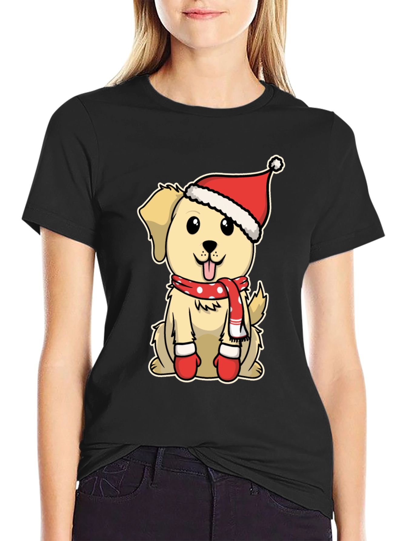Festive Dog T-Shirt: Cute Puppy in Santa Hat