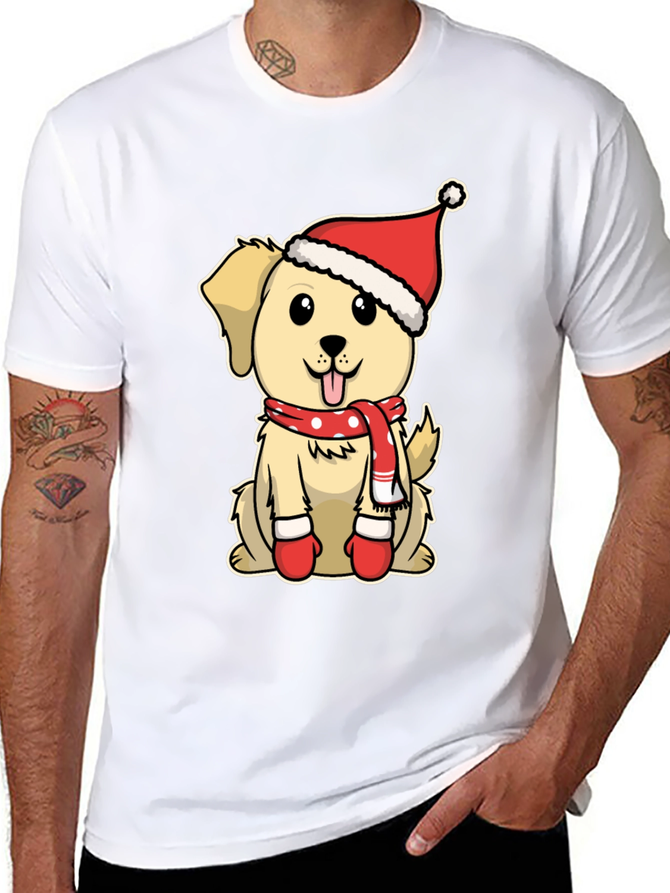 Festive Dog T-Shirt: Cute Puppy in Santa Hat