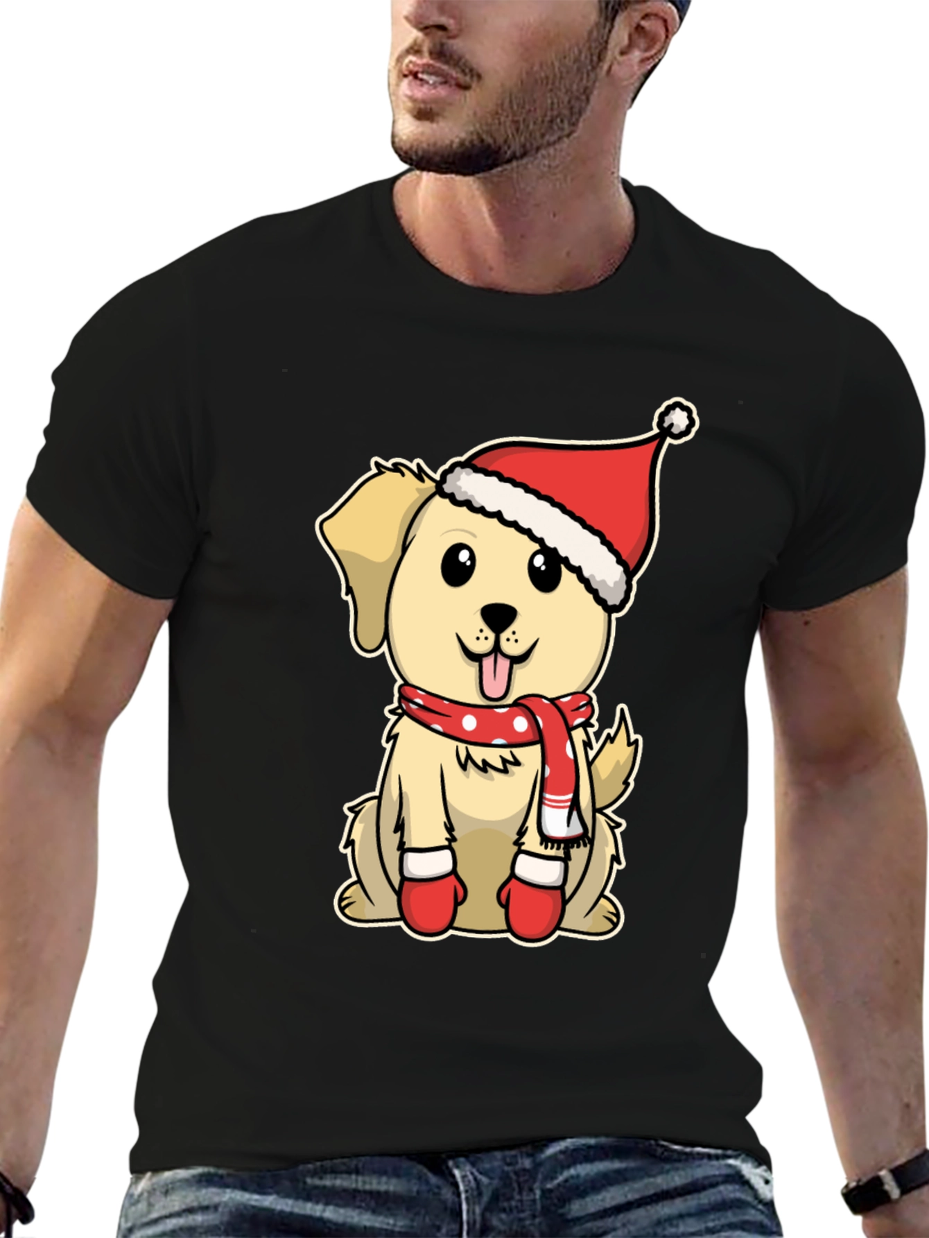 Festive Dog T-Shirt: Cute Puppy in Santa Hat