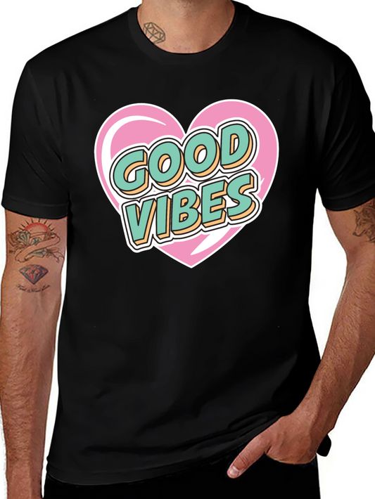 Good Vibes Heart Graphic Tee - Stylish Black T-Shirt